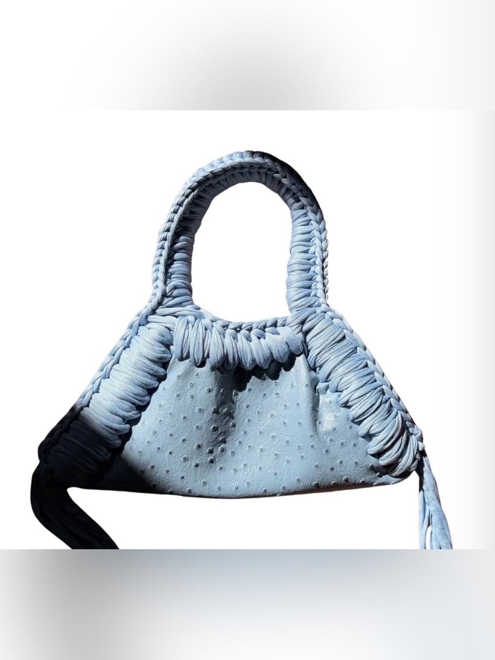 Light Blue Woven Handle Clutch - Women